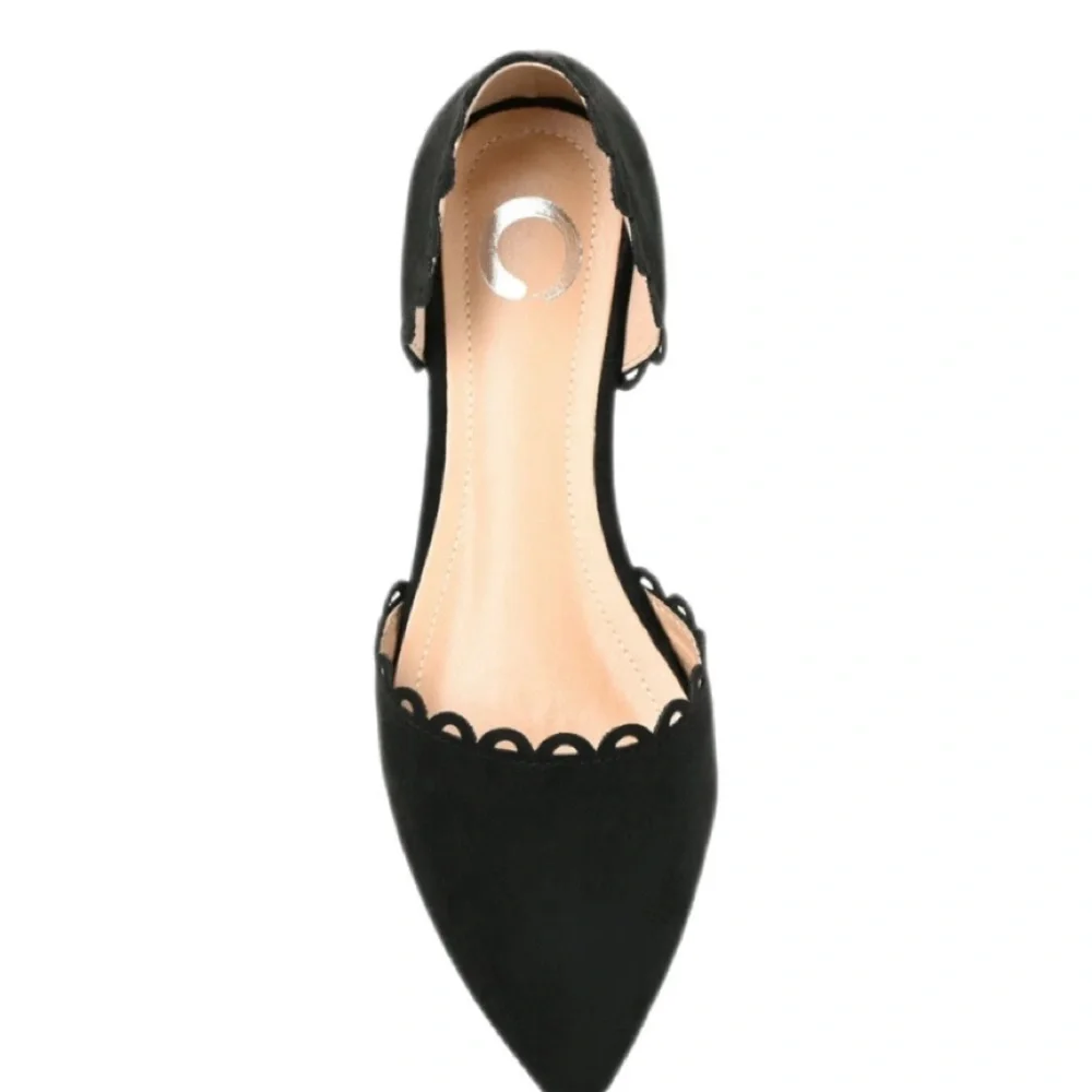 Journee Collection Jezlin Black Faux Suede D’Orsay Flats NWT